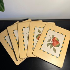 Vintage Apple Design Placemats Set of 5 Cork Backed Country Kitchen Style