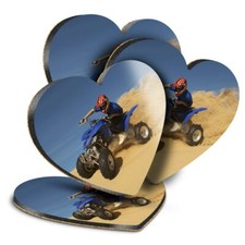 4x Heart MDF Coasters - Quad Bike Desert Safari 4x4  #12683