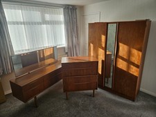 1960’s Austinsuite Bedroom Furniture. Dressing Table, Double Wardrobe, Drawers.