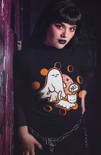 Ghost cat tshirt sizes - ghost,