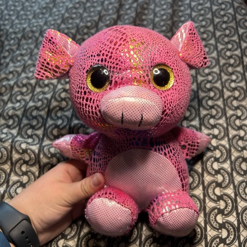 Pink sparkly pig plush teddy - sparkly,