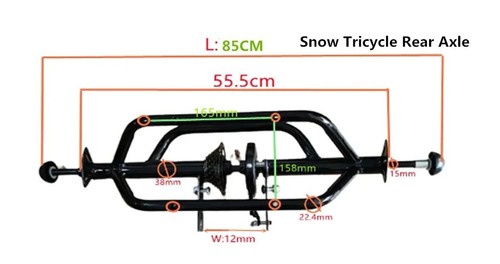 Three wheel bicycle rear - rear, axle