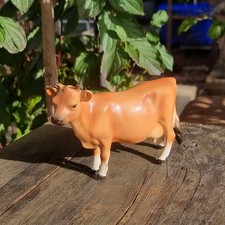 Vintage Ceramic Jersey Cow Figurine Hand Painted English Pottery 1950s