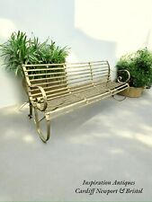 6ft Antique Country House Victorian Wrought Iron Strap-Work Garden Bench Cardiff