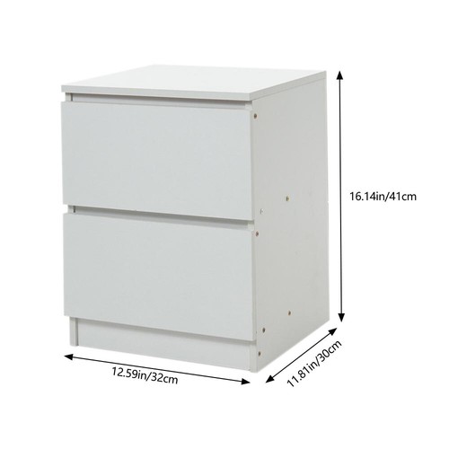 White wooden bedside table - wooden,