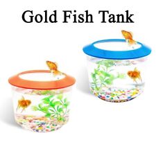 Small Fish Tank Starter Kit Fish Bowl Aquarium Gravel Ornamental Plant Goldfish