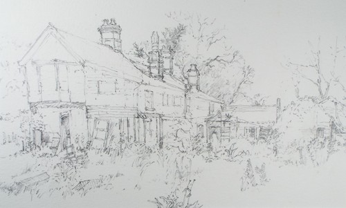 Original pencil drawing - drawing,, 'old