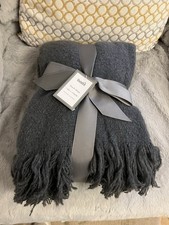 DUNELM Boucle Throw in Charcoal 170 x 130 cm. Brand New