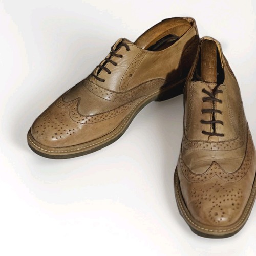 Tan leather brogue oxfords - tan,