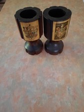 2 Large Rustic Wooden Candle Stick Holders. Uk POSTAGE ONLY