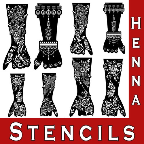 Mandala henna stencils - stencils, flowers