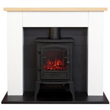 Adam Chester Fireplace in Pure White with Sureflame Ripon Electric Stove in B...