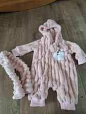 Baby Girls 0-3 Months Pink Fluffy All In One Jacket (B934)