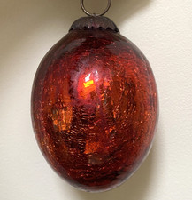 Vintage Red Crackle Glass Kugel Christmas Bauble - Heavy 5" (12.7 cm)