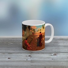 John William Godward: Outside The Gate Of Pompeii. Handmade art mug gift