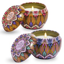 Scented Candle Lavender Citrus & Bulgerian Rose - 2 x 60gm Printed Tin Gift Set