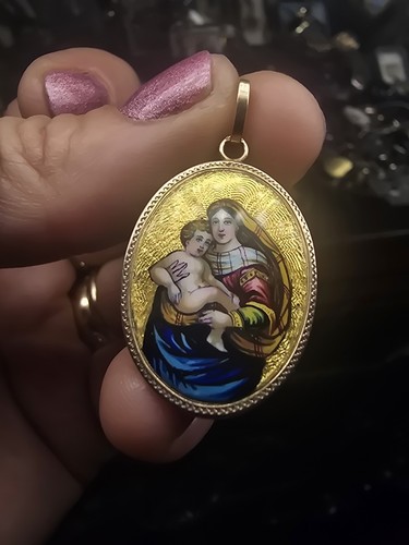 Antique 14ct gold hand - antique, hand-painted