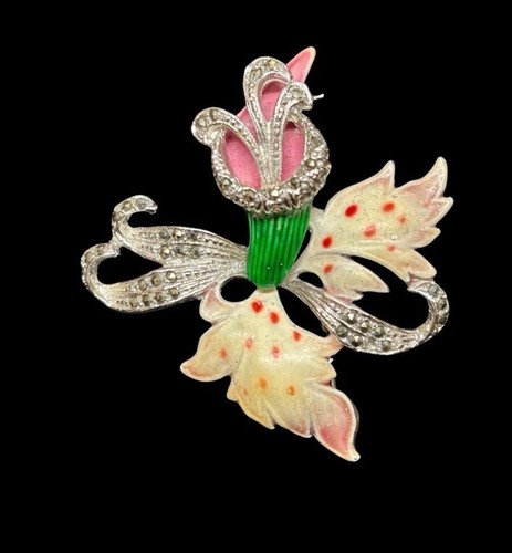 Vintage enamel marcasite - vintage,