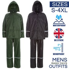 Mens Waterproof Rain Over Suit Jacket Trousers Set Fishing 2 Piece Rainsuit SALE