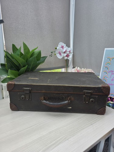 Vintage fibreboard suitcase - vintage,