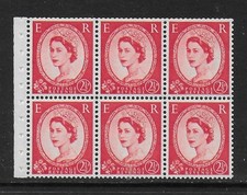 SB81 WILDING 6 x 2½d ST EDWARDS CROWN WMK PERF l(r) BOOKLET PANE – MNH
