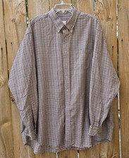 Vtg Viyella Cotton Wool Shirt Men Large Beige Plaid Button Down Fall Classic