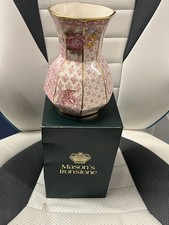 Masons Ironstone Vase, Octagonal, Pink Empress pattern, 7”, NEW OLD STOCK Boxed