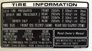 Honda vfr800 vfr800f tyre - honda,