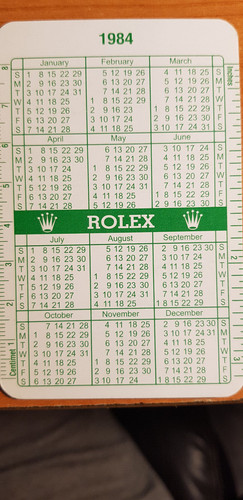 Rolex calendar 1984 1985 green - rolex,