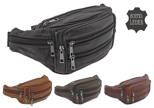 Leather bum bag black belt - bum,