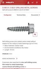 Hilti 4.8 X 19 Tek Screw box