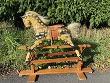 Vintage Wooden Rocking Horse with Horsehair Mane Tail