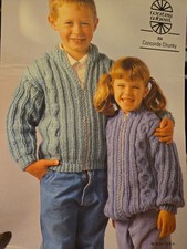 Water Wheel 834 Knitting Pattern Vintage Used Child Cardigans 26-30 In Chunky