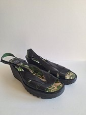 Fly London Womens Wedge Black Sandals Size 41 UK8 
