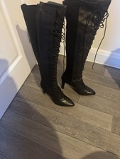 Stuart Weitzman Black Nappa High Hill Boots - Stiletto Style - Size 37.5 Rpp£895