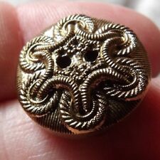 ART DECO BLACK GLASS WITH GOLD BRAID / ROPE MILITARY STYLE  BUTTON 3/4  INCH  *1