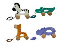 Baby wooden pull along - baby, animals