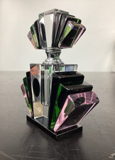 Art Deco ‘Fan Top’ Style Crystal Multi Colour Perfume Bottle
