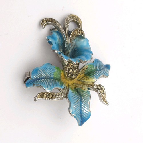 Enamel marcasite orchid - marcasite,