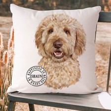 Personalised Blonde Labradoodle Cushion Cover Dog Portrait Pillow Decor KDC67