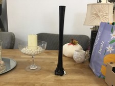 single rose black glass vase used vgc