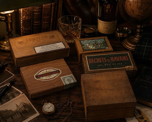Wooden cigar box collection - wooden,
