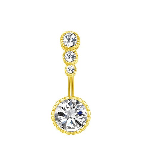 Pink zircon piercing navel - zircon,