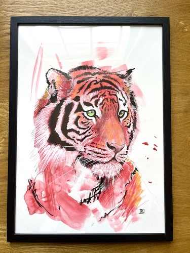 Original tiger painting framed - original,