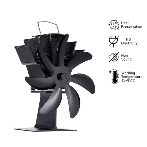 Blade heat powered stove fan - powered,