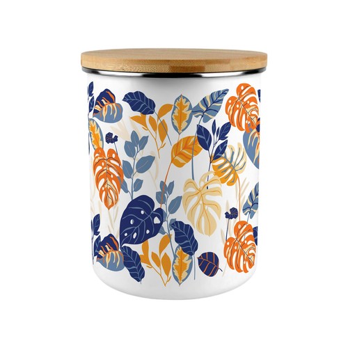 Orange leaves storage tin - leaves,
