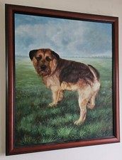 Original Oil Painting Of A BORDER TERRIER on Canvas Late 20th-century 1996 