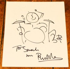 PHIL COLLINS ORIGINAL AUTHENTIC DRUMMER SELF PORTRAIT DRAWING SKETCH UACC RACC