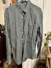 Men’s Armand Basi Medium Black Grey Striped Long Sleeved 100% Cotton