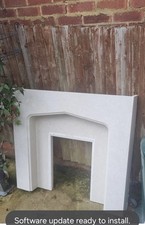 Cream marble effect fire surround including hearth back and mantle 